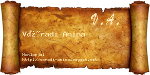 Váradi Anina névjegykártya
